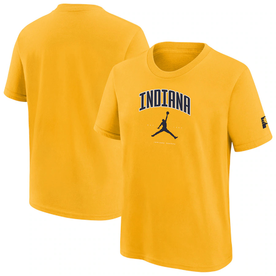 Men NBA indiana pacers yellow 2025 T shirts->nba t-shirts->Sports Accessory